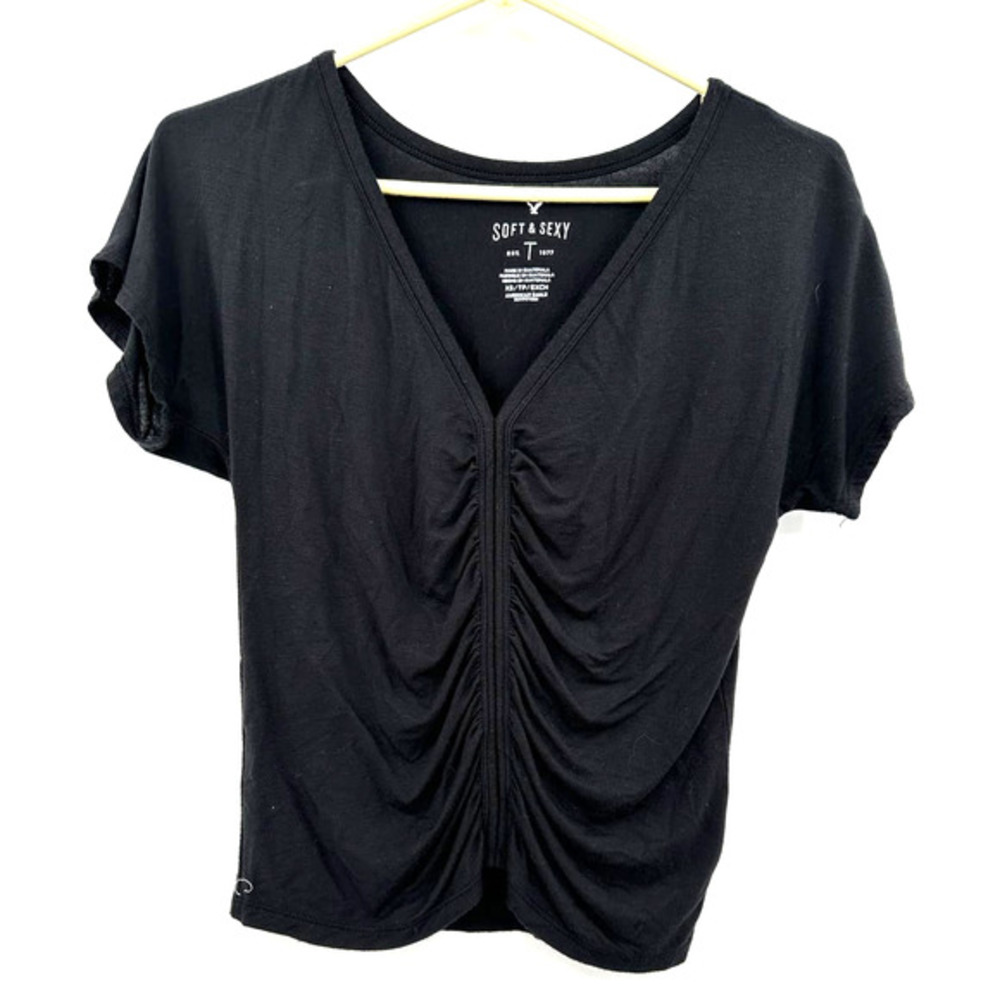American Eagle AEO size XS soft & sexy line short sleeve top shirt black